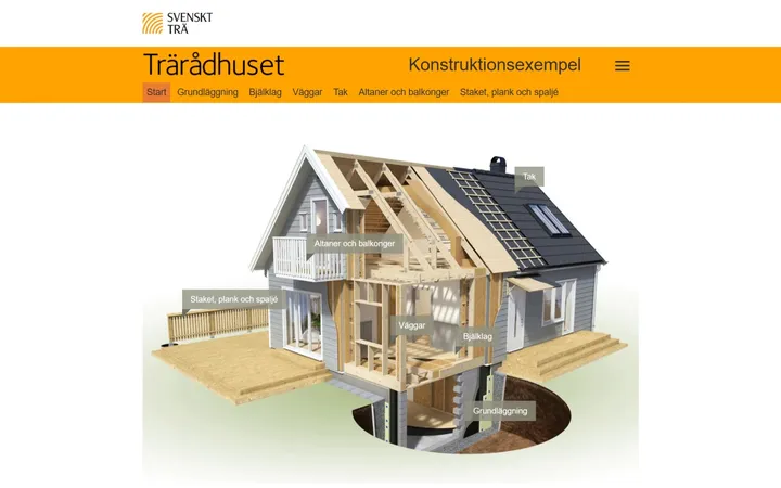 Webbappen för träbyggare med konstruktionsdetaljer och designverktyg