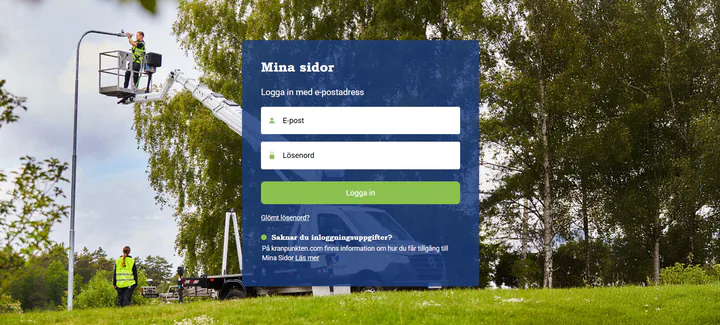 Inloggningssidan för kundportalen Mina sidor
